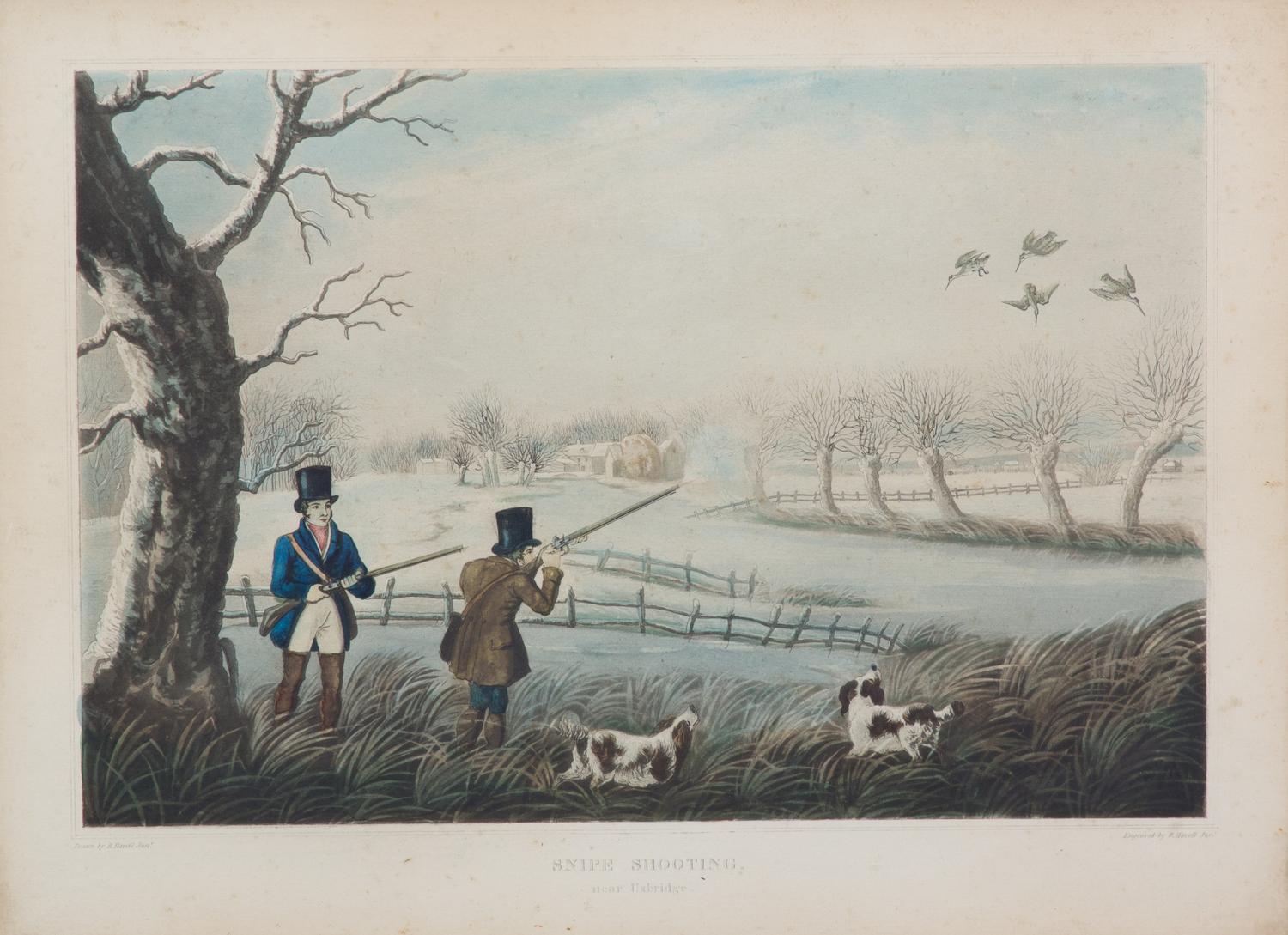Robert HAVELL JR., after - Robert HAVELL Jr., engraver Image 8 3/8 x 12 1/8 inches. — Partridge Shooting - Pheasant Shooting - Wild Duck Shooting - Snipe Shooting, Plates I-IV