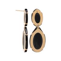 ABALONE MOTHER-OF-PEARL, BLACK ONYX, AND DIAMOND EARRINGS