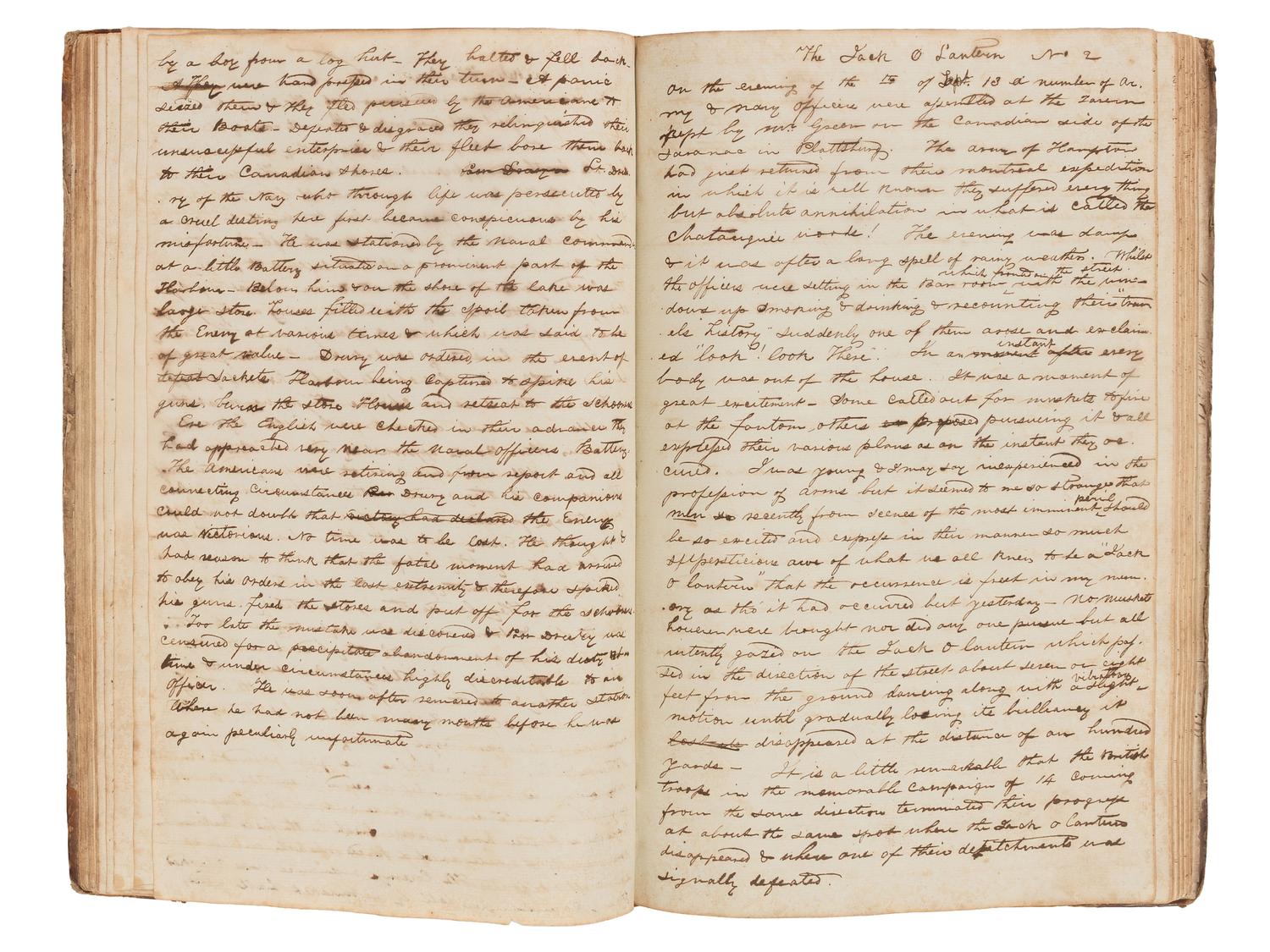 [US NAVY] -- [MARITIME]. Manuscript journal containing "Remarks and observations of Lt. Paulding of the U.S. Frigate Macedonian Commanded by John Downes, Esq. And bound on a Cruise in the Pacific Ocean." Illustrated. Ca. 1818-1828.