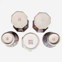 Five assorted Chinese export clobbered porcelain baluster vases 外銷瓷一組五件 The porcelain 18th century ???????