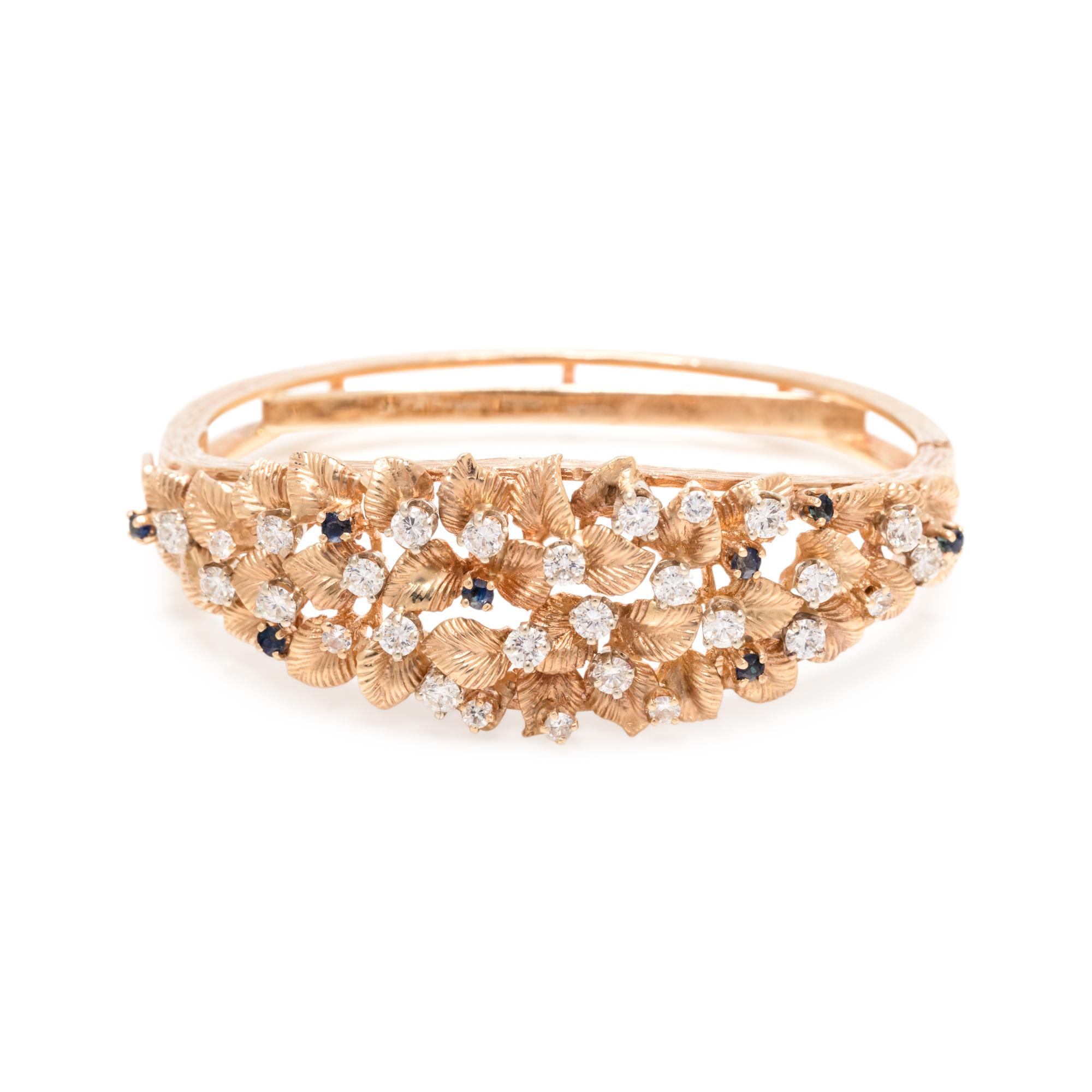 YELLOW GOLD, DIAMOND AND SAPPHIRE BANGLE BRACELET