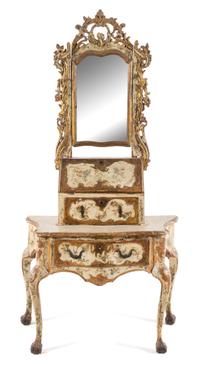 A Venetian Painted Dressing Table Height overall 77 x width 38 1/2 x depth 21 inches. — 18TH CENTURY