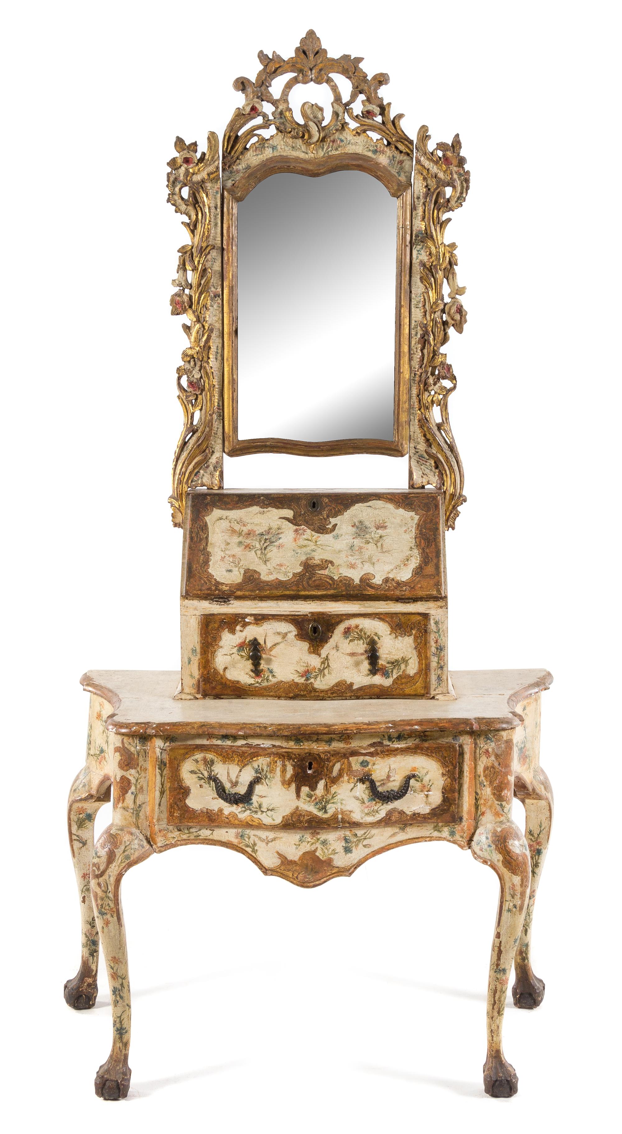 A Venetian Painted Dressing Table Height overall 77 x width 38 1/2 x depth 21 inches. — 18TH CENTURY