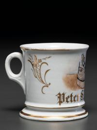 A Mill Stone Dresser's Porcelain Occupational Shaving Mug Belonging to Peter Nestley