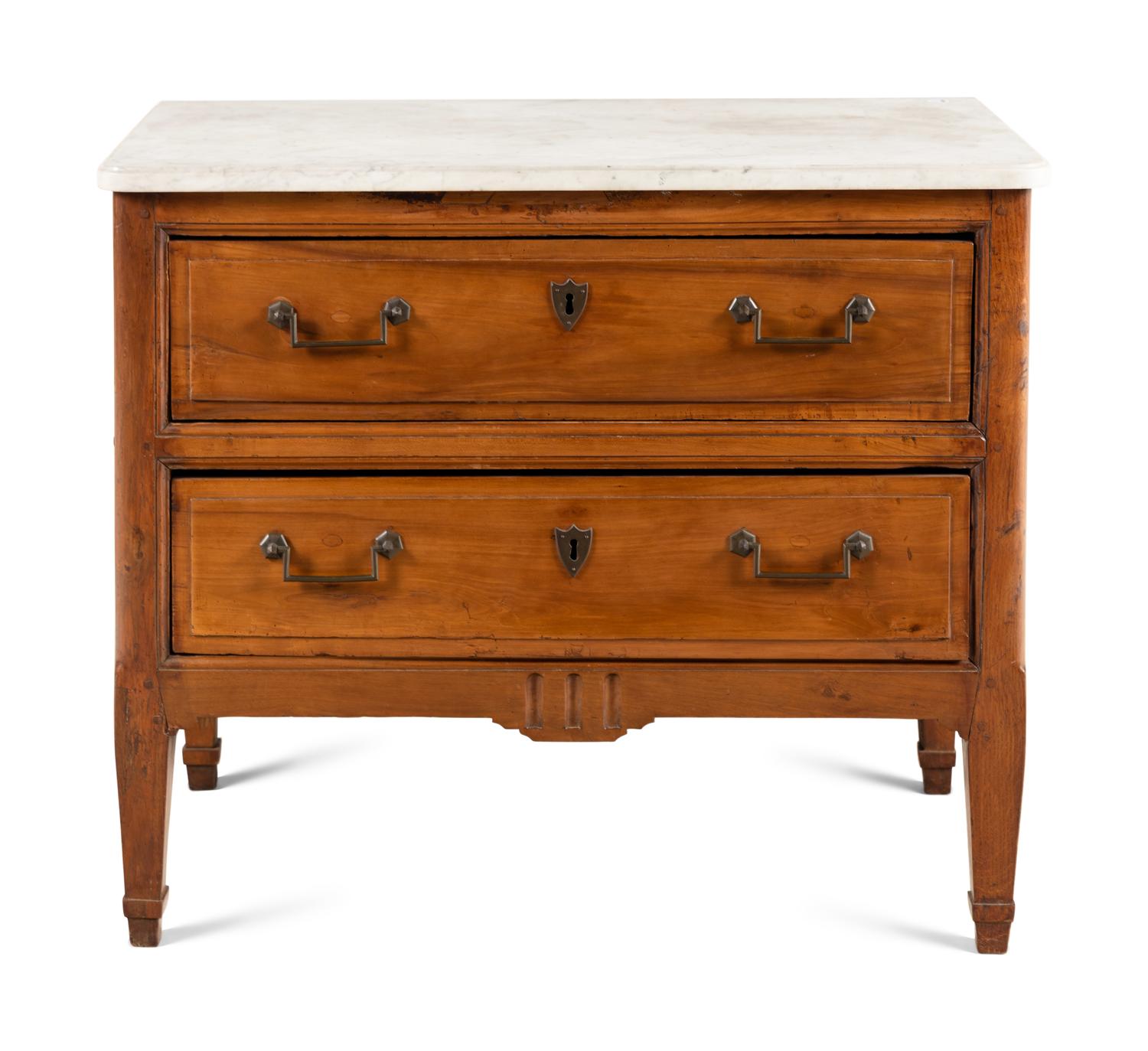 A French Provincial Fruitwood Marble-Top Bureau