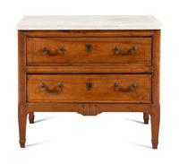 A French Provincial Fruitwood Marble-Top Bureau