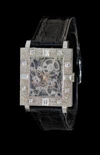 A Platinum and Diamond Skeleton Wristwatch,