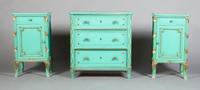 A Partial Louis XVI Style Painted Bedroom Suite, Height of first 29 1/2 inches.