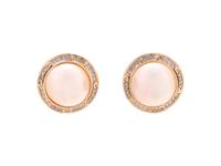 CULTURED MABE PEARL AND DIAMOND EARCLIPS