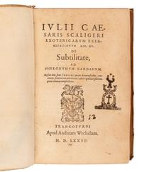 [SCIENCE & TECHNOLOGY]. SCALIGER, Julius Caesar (1484-1558). Exotericarum exercitationum lib. XV. De subtilitate, ad Hieronymum Cardanum. Frankfurt: Andreas Wechelus, 1576.
