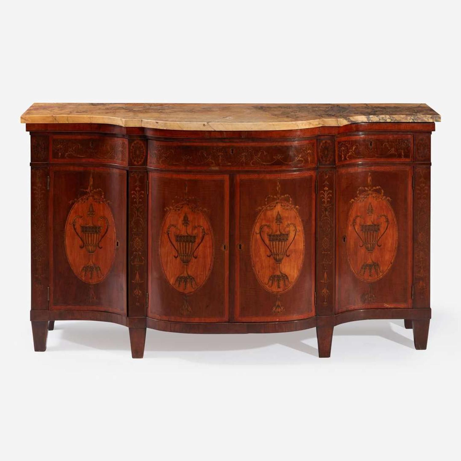 A George III Specimen Wood-Inlaid Mahogany Side Cabinet circa 1790