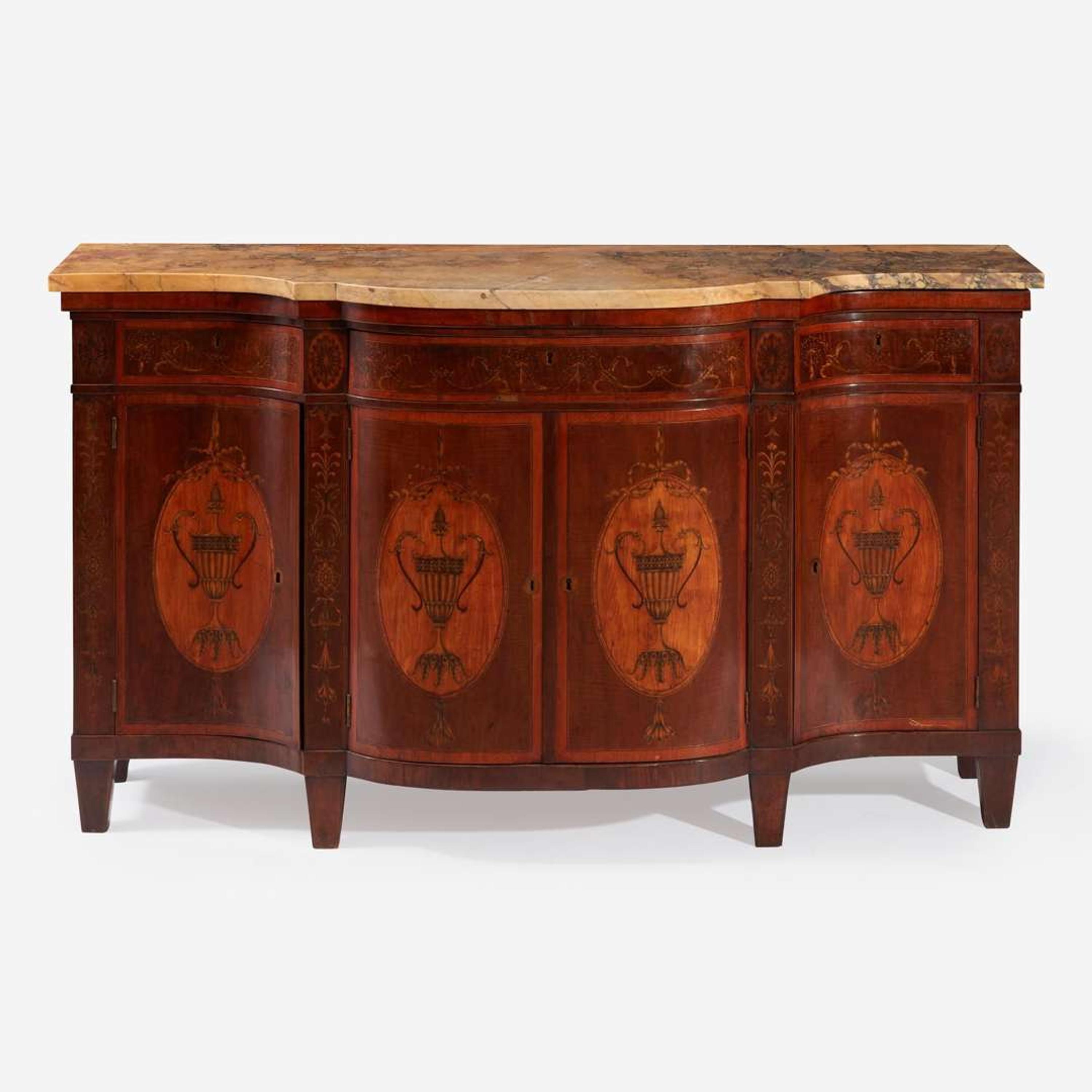 A George III Specimen Wood-Inlaid Mahogany Side Cabinet circa 1790