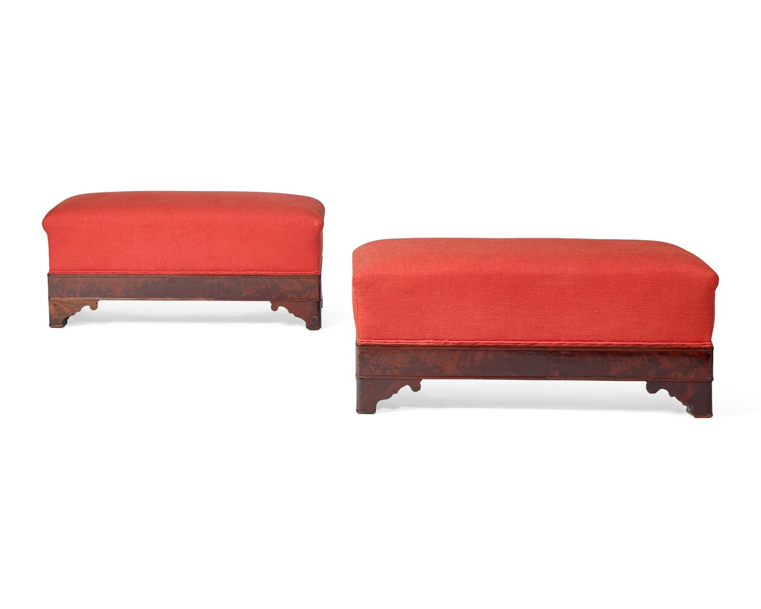 A Pair of Empire Figured Mahogany Veneered Window Benches