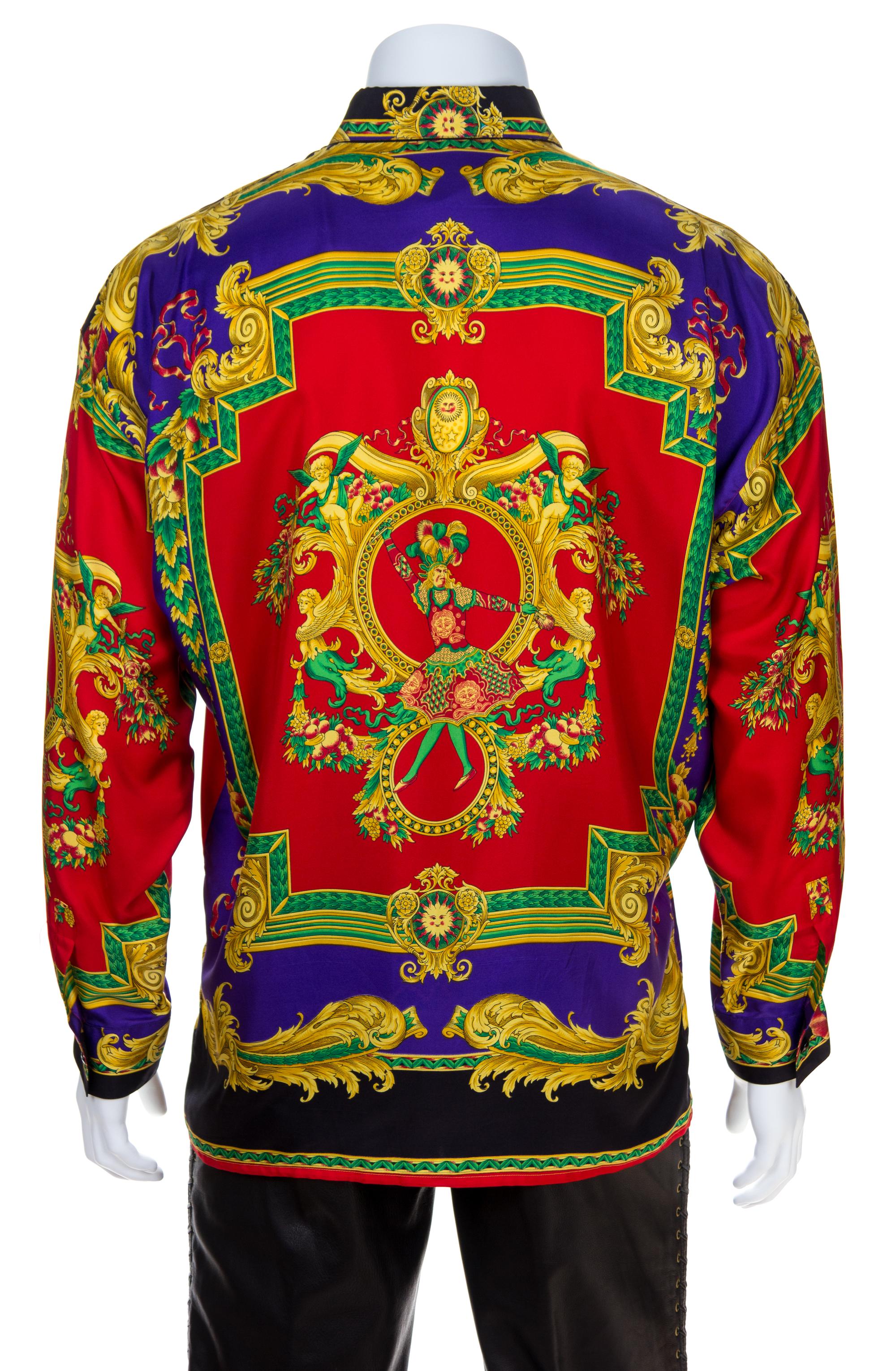 A Gianni Versace Silk Print Shirt, Size 48.