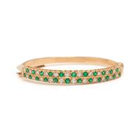YELLOW GOLD, DIAMOND AND EMERALD BANGLE BRACELET