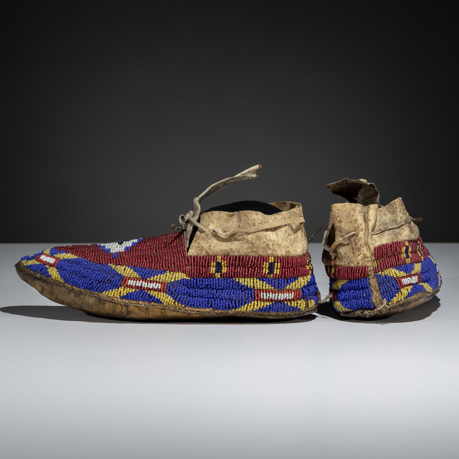 Sioux Beaded Buffalo Hide Moccasins