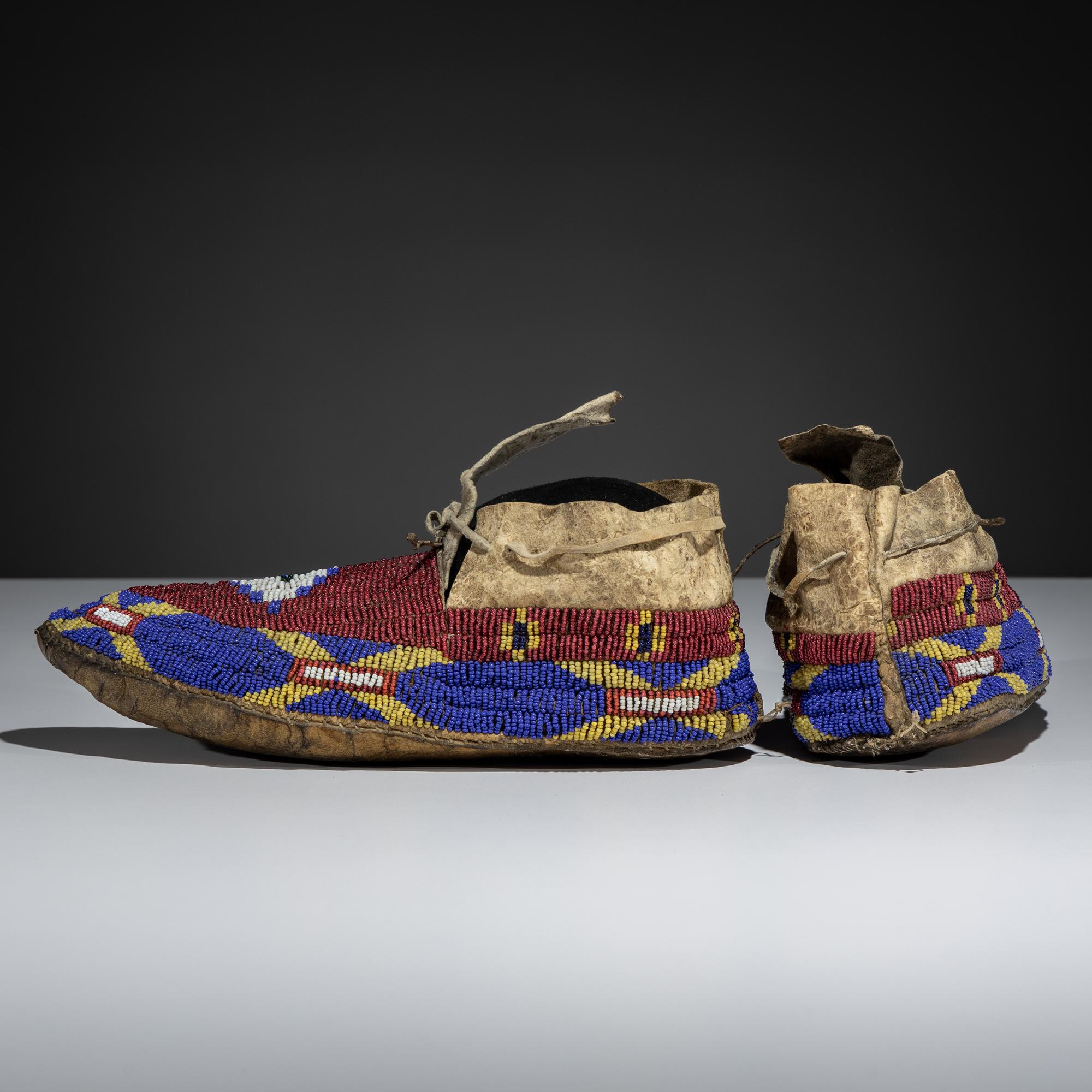 Sioux Beaded Buffalo Hide Moccasins