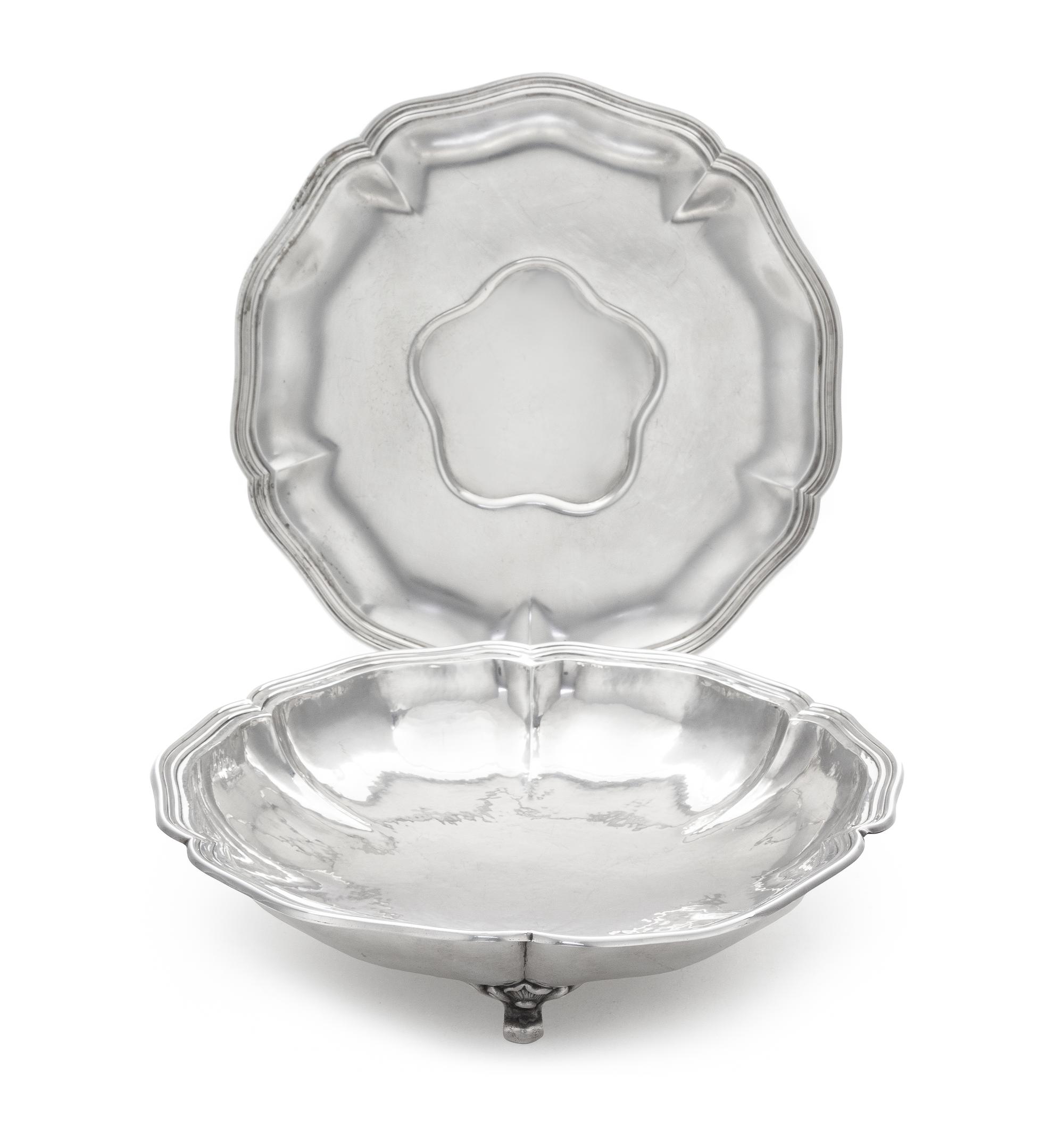 A German Silver Bowl and Similar Platter, Josef Pauser, Schwabisch Gmund/ Koch & Bergfeld, Bremen, First Half 20th Century, each of cir
