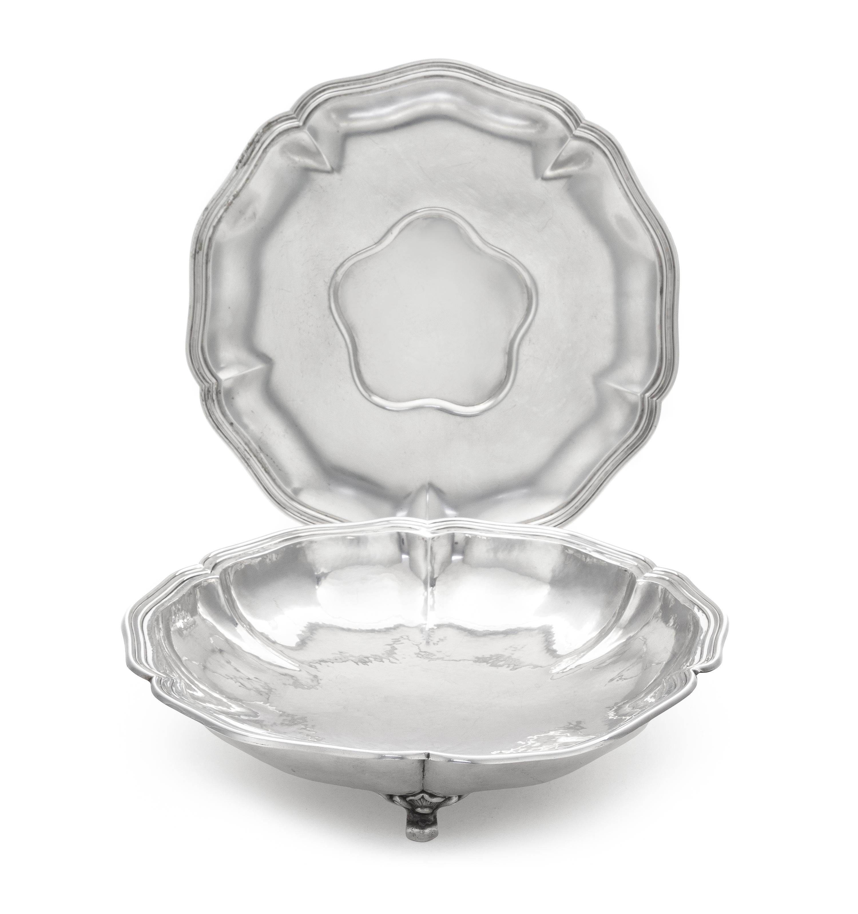 A German Silver Bowl and Similar Platter, Josef Pauser, Schwabisch Gmund/ Koch & Bergfeld, Bremen, First Half 20th Century, each of cir