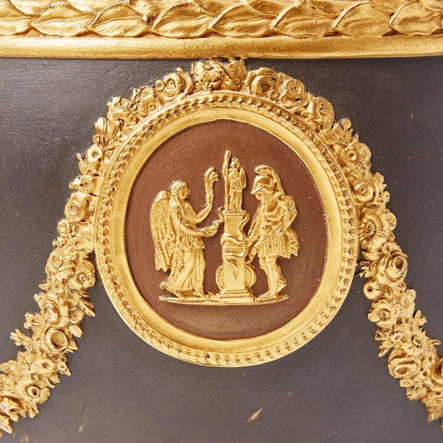 A Wedgwood Gilded and Bronzed Black Basalt Vase UK, early 20th century