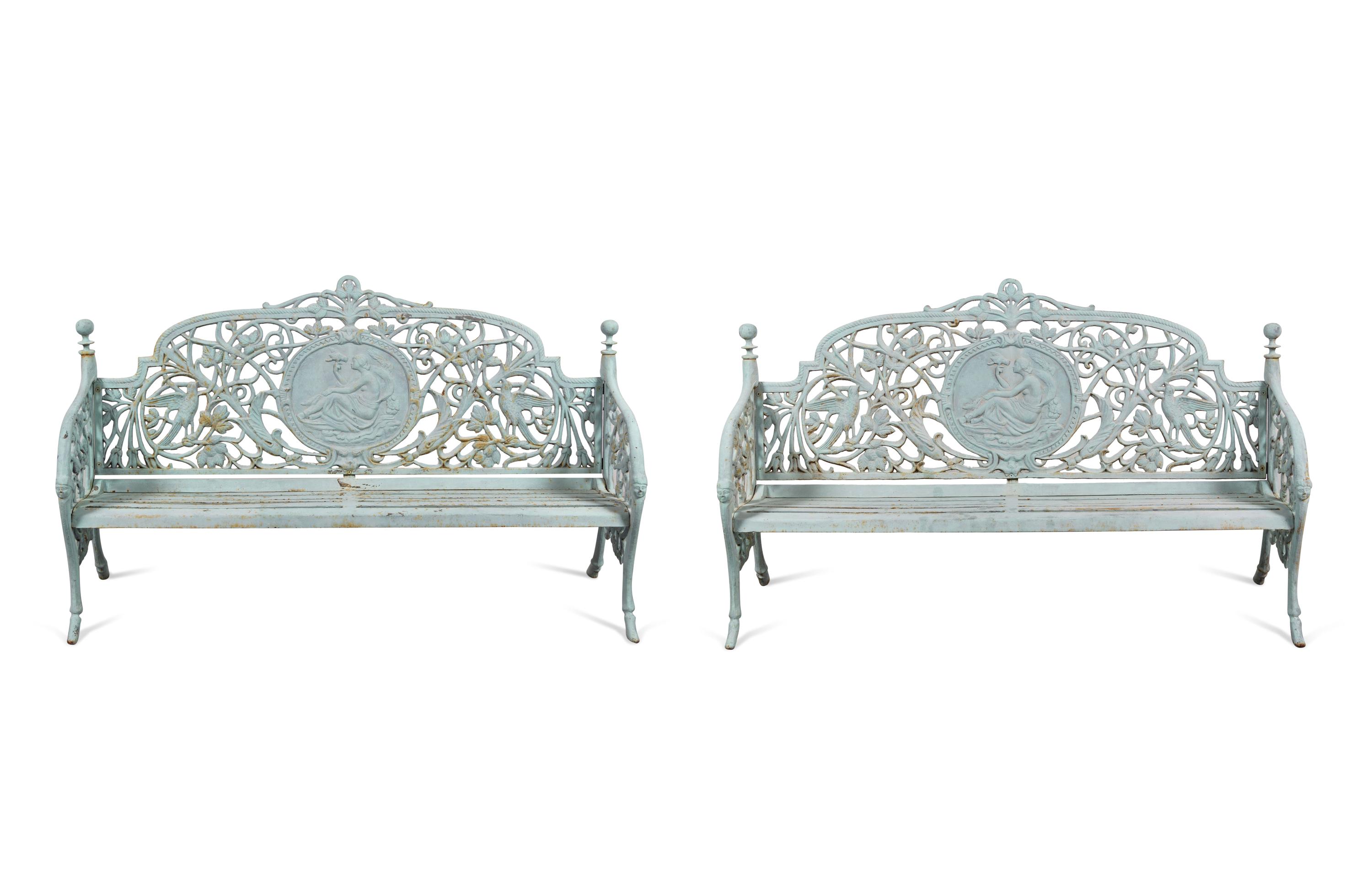 A Pair of Coalbrookdale Style Cast Iron Benches