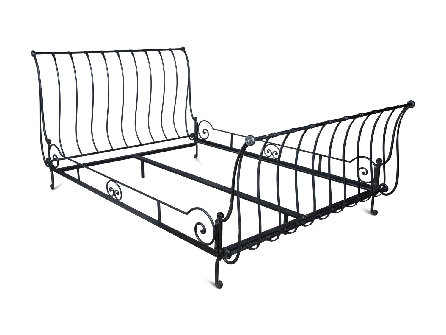 A Charles P. Rogers Brass and Iron Queen Bed — 21ST CENTURY