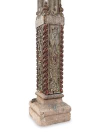 A Pair of Continental Carved and Painted Wood Columns