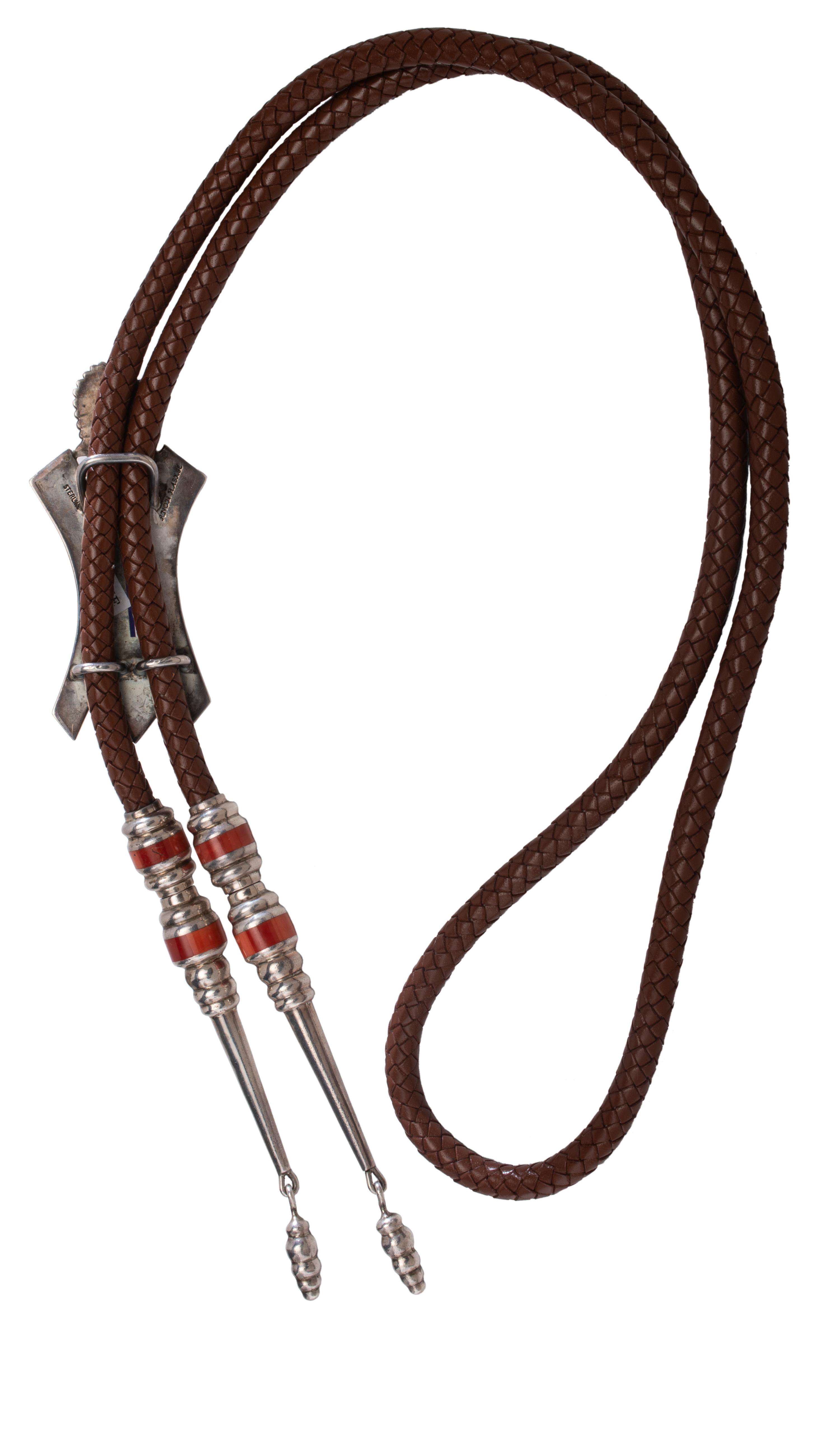 Sterling Silver Figural Bolo Tie, with Coral Lot is located and will ship from Denver, Colorado.