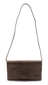 An Hermes Taupe Lizardskin Convertible Clutch, 8 1/2 x 5 x 1 inches.