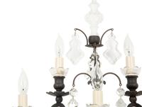 Three Cast Metal and Cut Glass Six-Light Sconces
