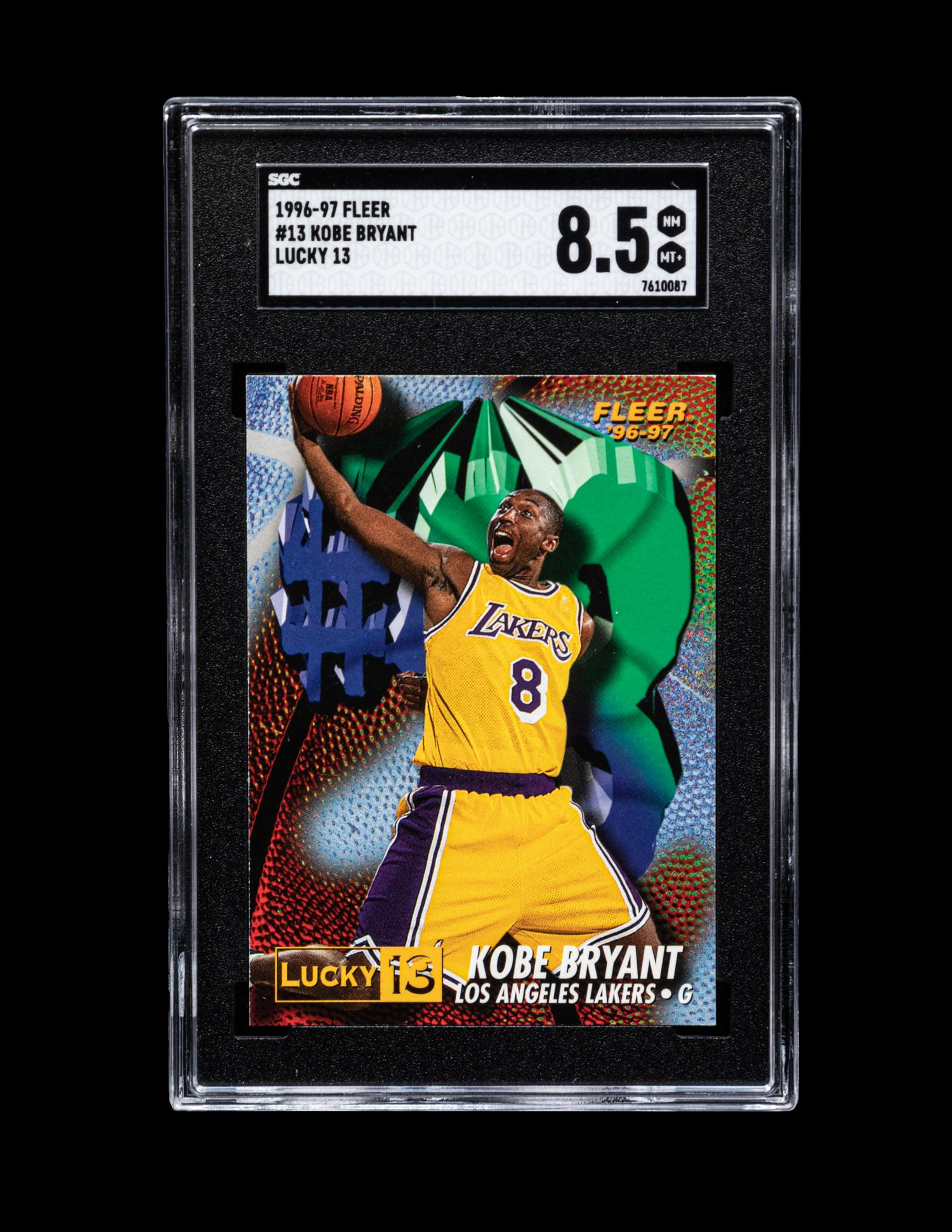 A Group of 1996-97 Fleer Lucky 13 Kobe Bryant Rookie Basketball Card No. 13 (SGC 8.5 NM-MT+)