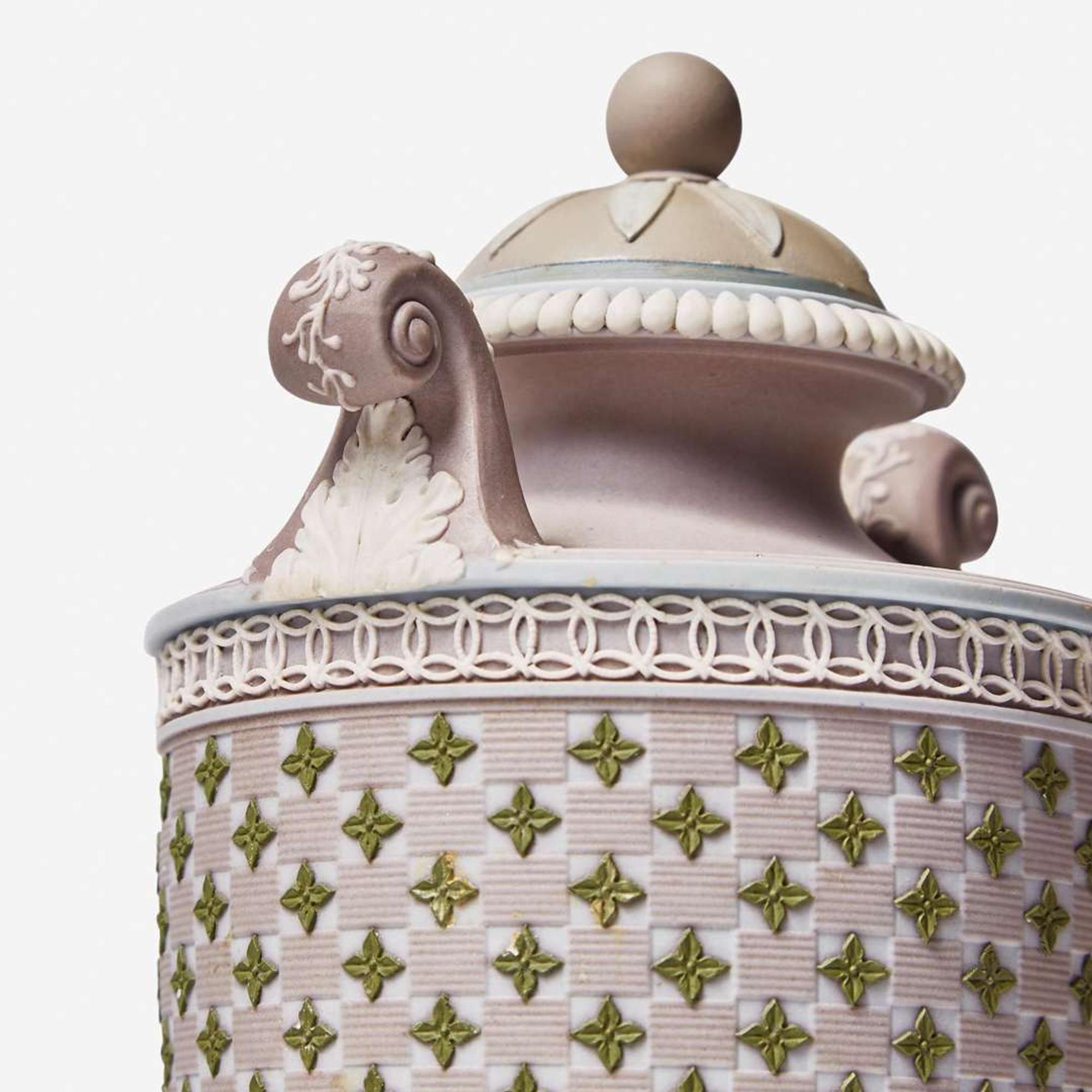 A Wedgwood Tricolor Diced Ware Vase and Cover UK, late 19th century