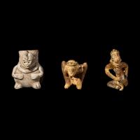 Two Nayarit Chinesco Figures and a Pre-Columbian Terracotta Figural Vessel