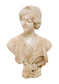 An Italian Alabaster Bust, EARLY 20TH CENTURY, Height 21 inches. — EARLY 20TH CENTURY,