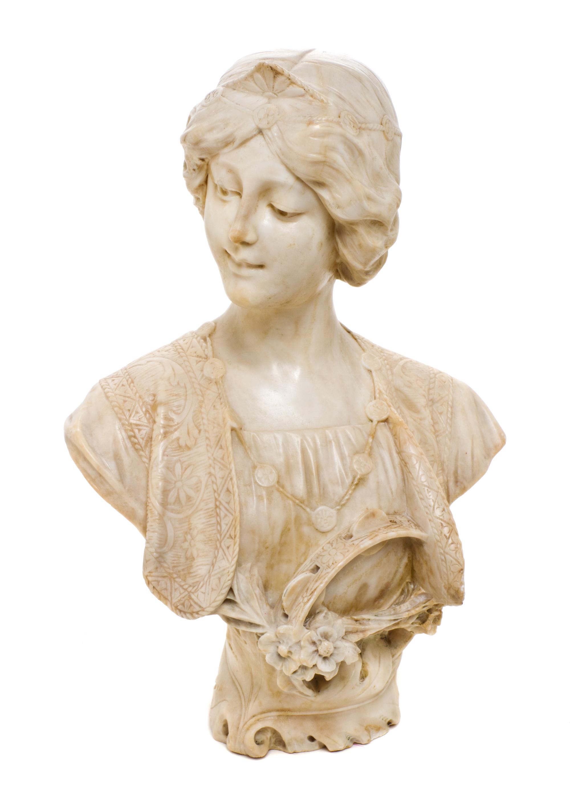 An Italian Alabaster Bust, EARLY 20TH CENTURY, Height 21 inches. — EARLY 20TH CENTURY,