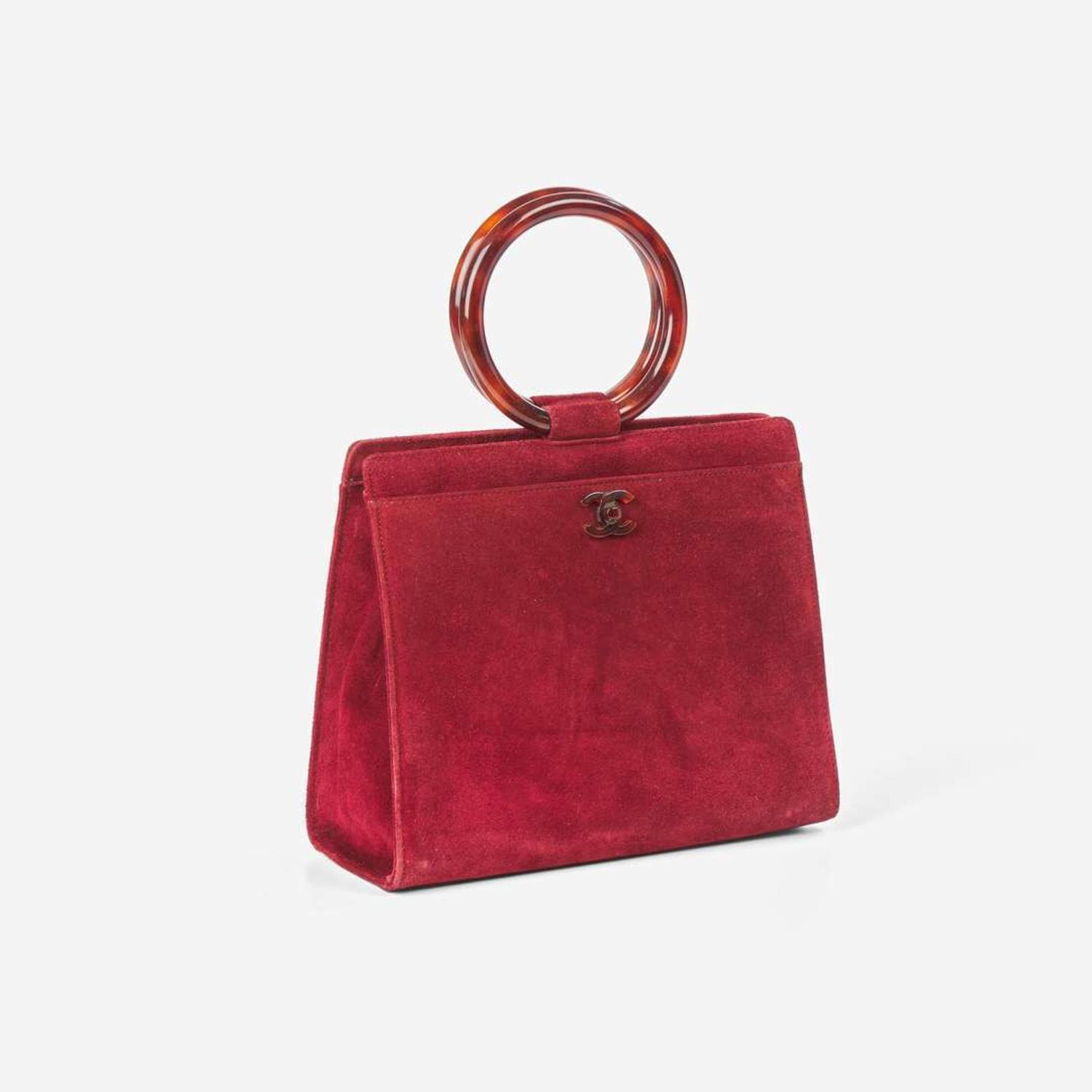 A Rare Vintage Chanel Burgundy Suede Handbag Chanel