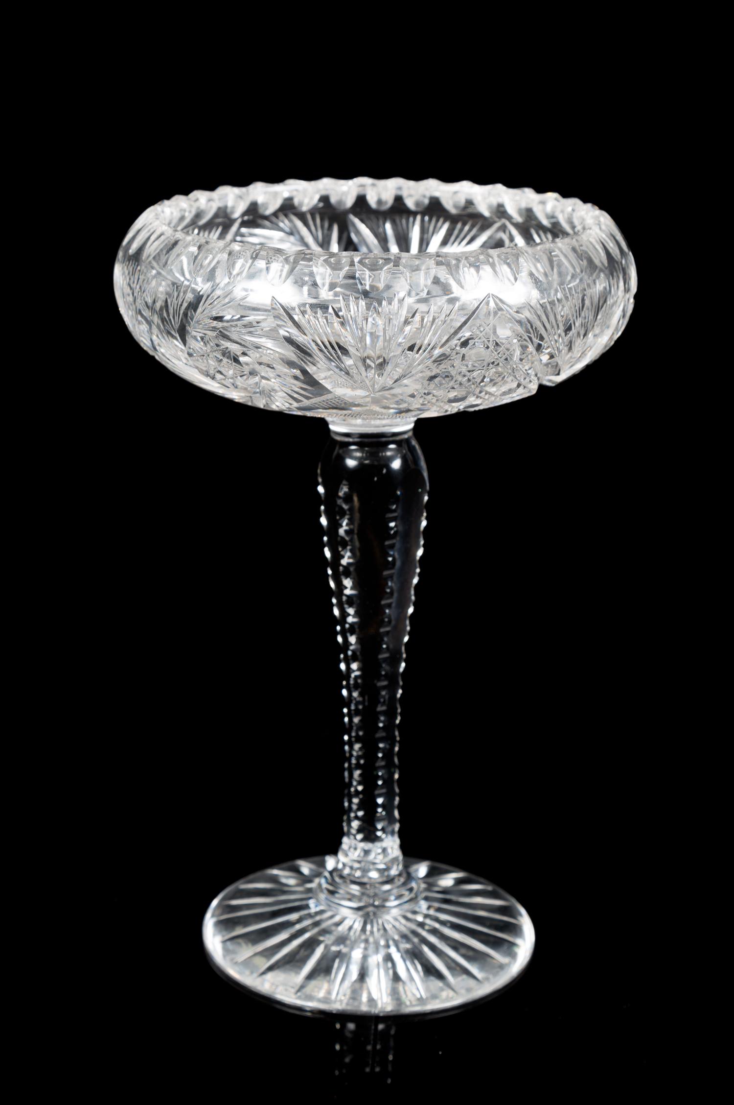 An American Brilliant Cut Glass Compote Height 10 inches