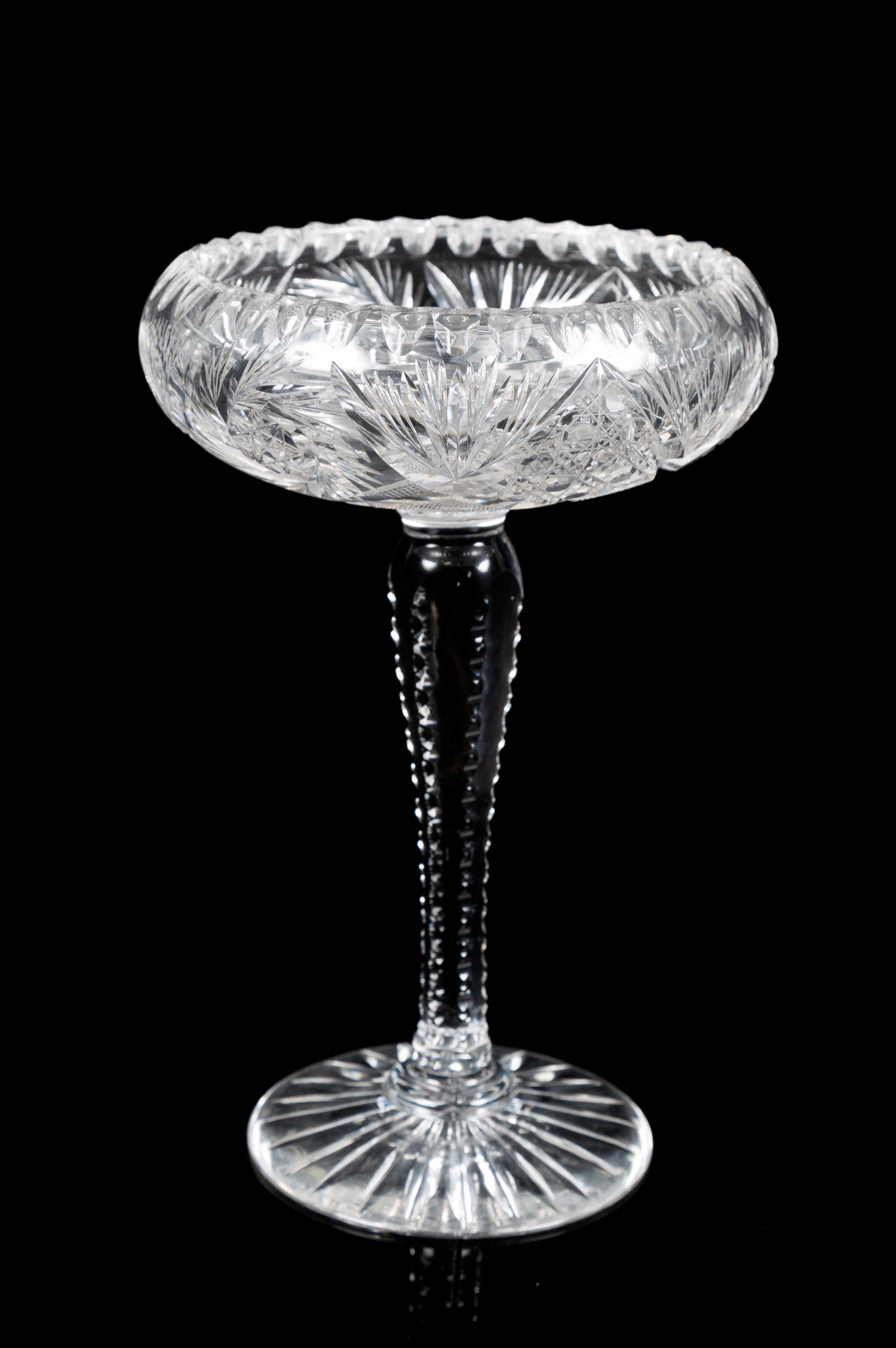 An American Brilliant Cut Glass Compote Height 10 inches