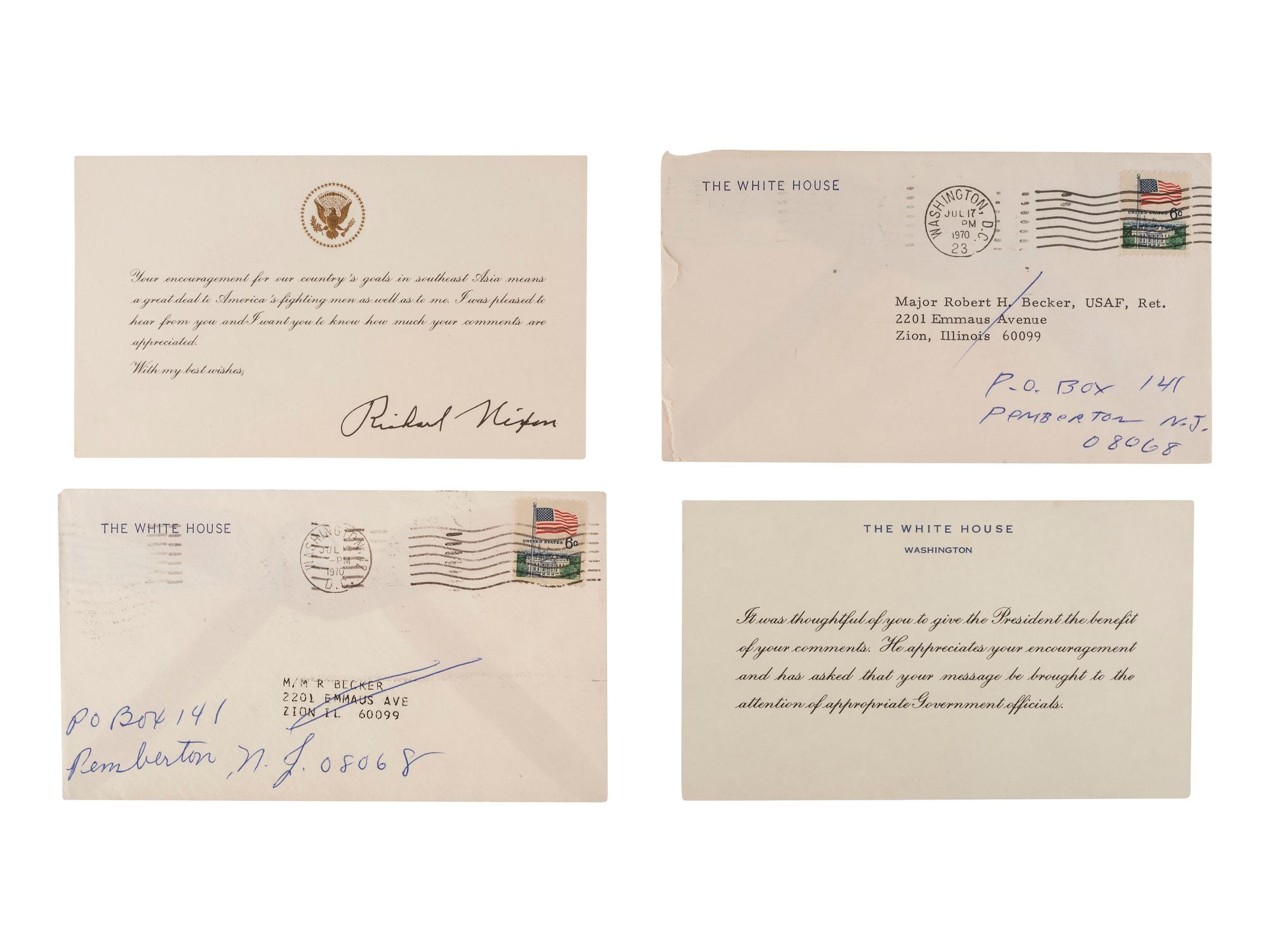 [POLITICS]. Political correspondence archive relating to important 1960s and 1970s issues and addressed to Major Robert H. Becker (1924-2014), USAF Retired.