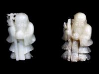 Two Carved Hardstone Figures of Shoulao , Immortal of Longevity