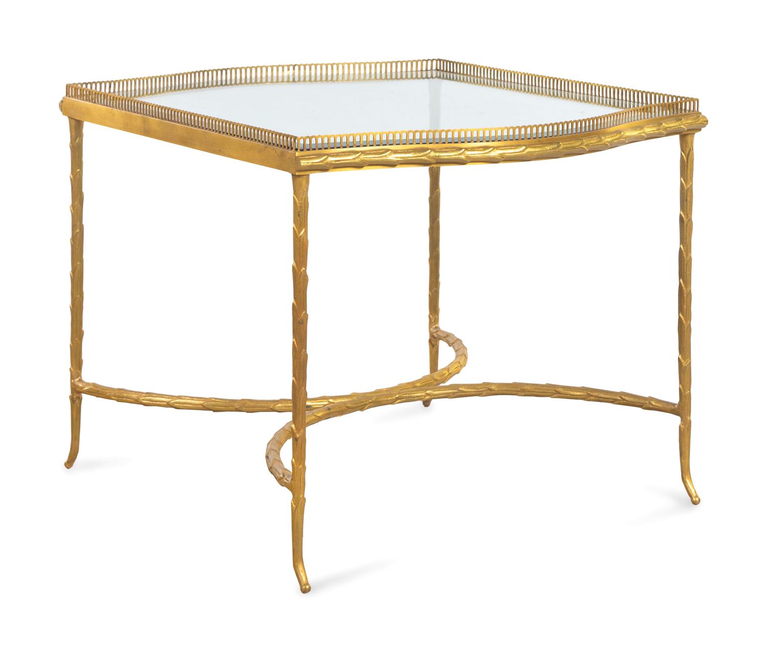 A French Gilt Metal and Glass Three-Part Cocktail Table