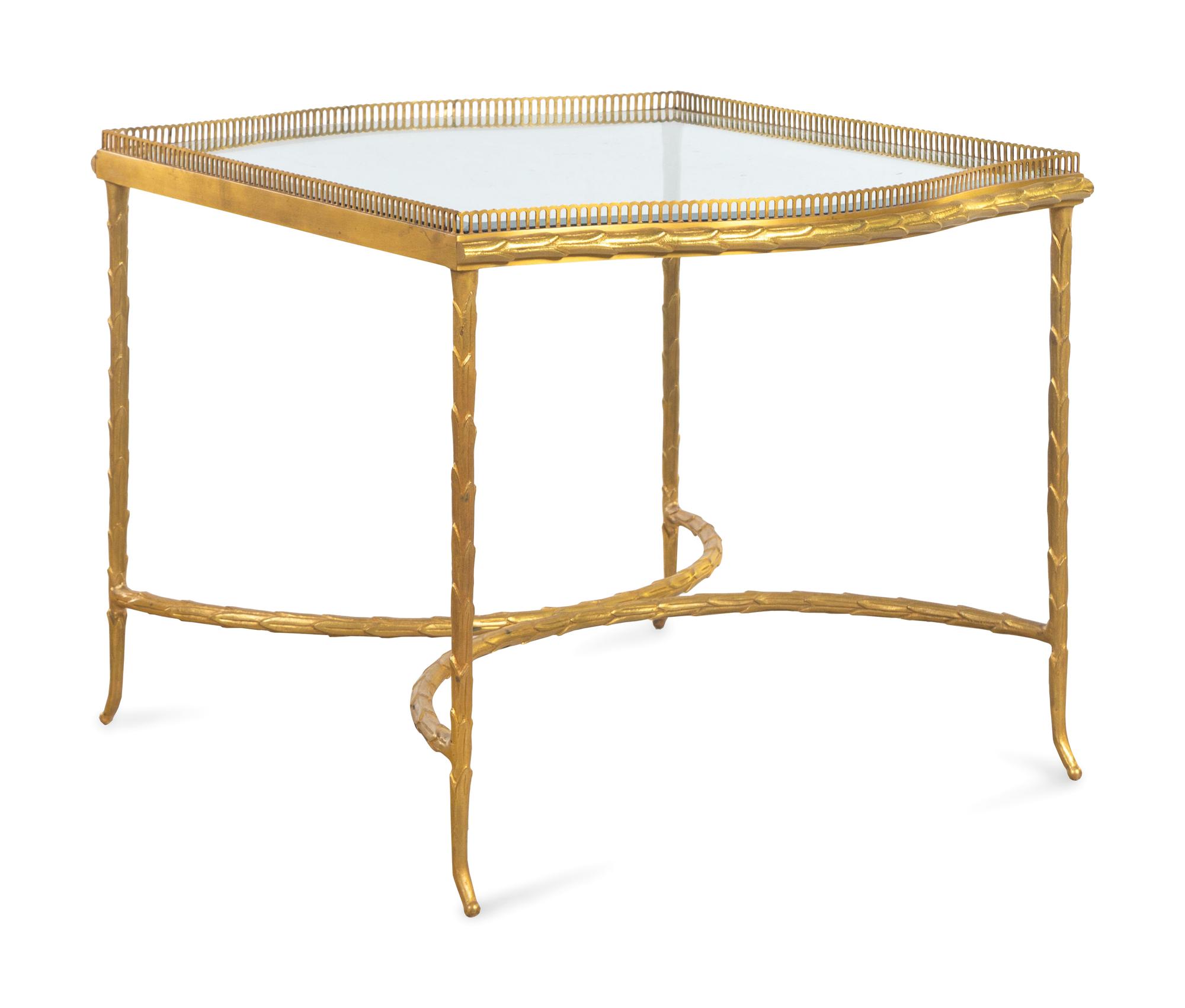 A French Gilt Metal and Glass Three-Part Cocktail Table