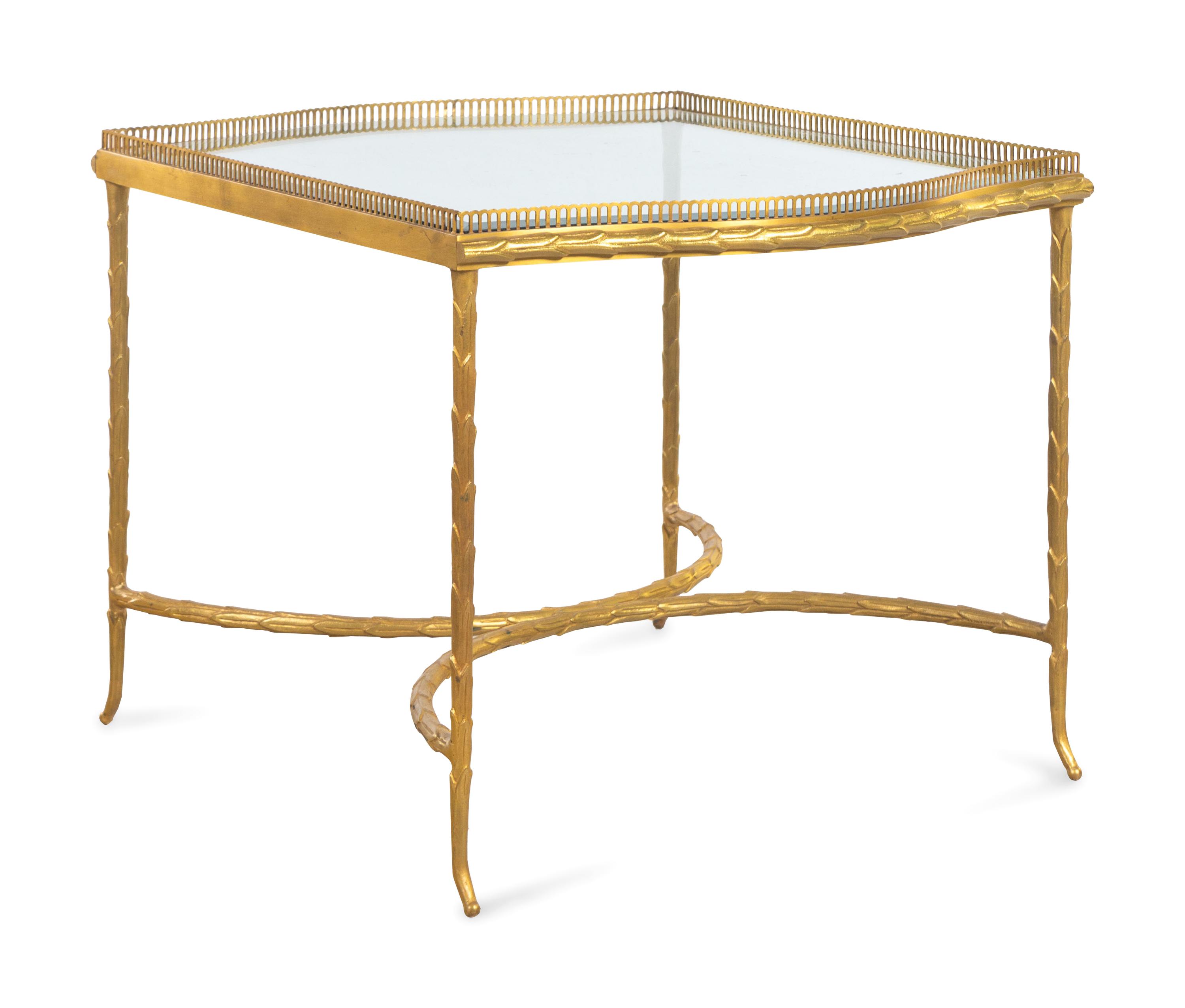 A French Gilt Metal and Glass Three-Part Cocktail Table