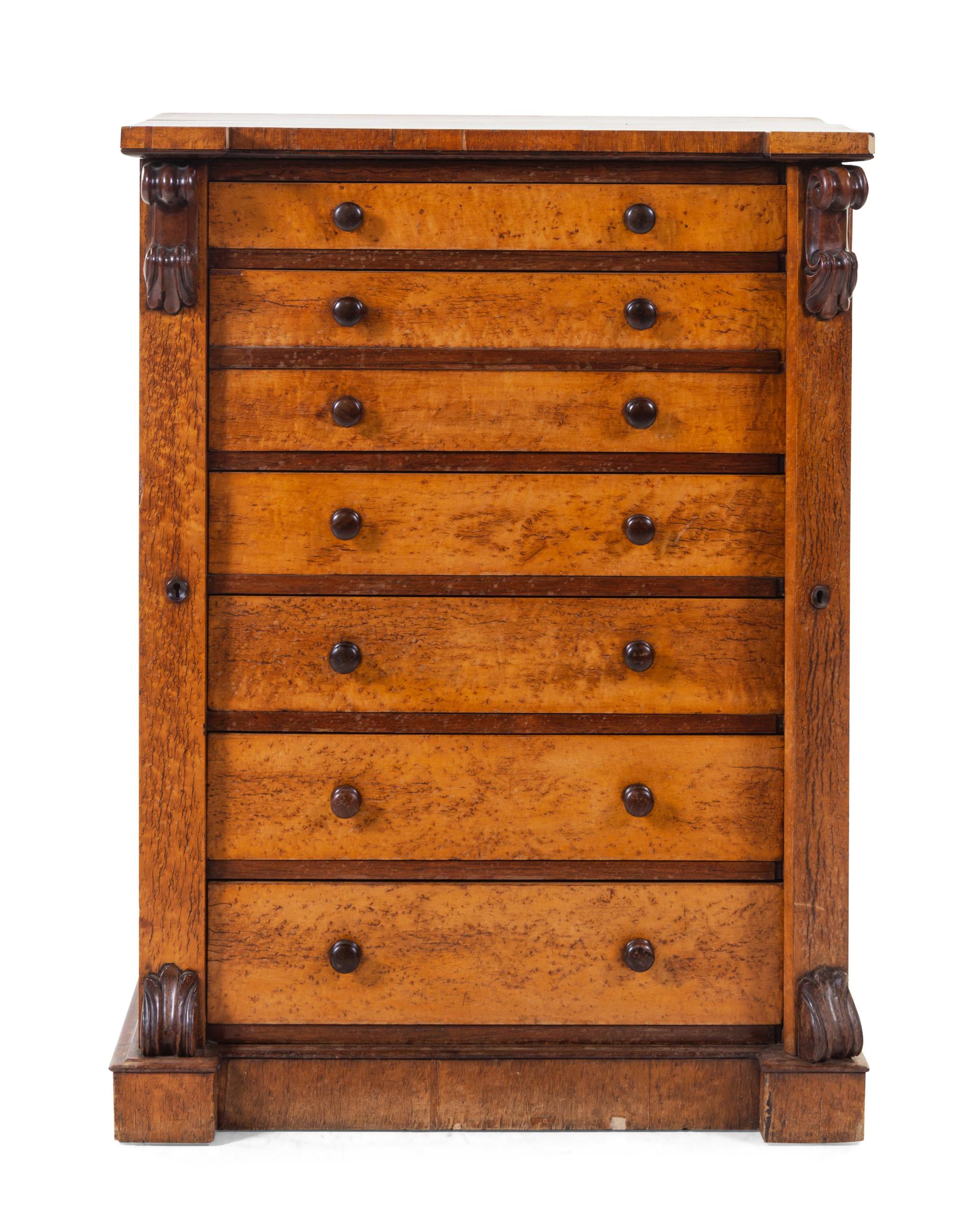 A Victorian Burr Yew Wellington Chest