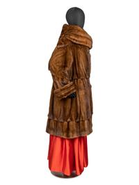 Adolfo Demi Buff Mink Stroller Coat with Cape Collar, 1990s