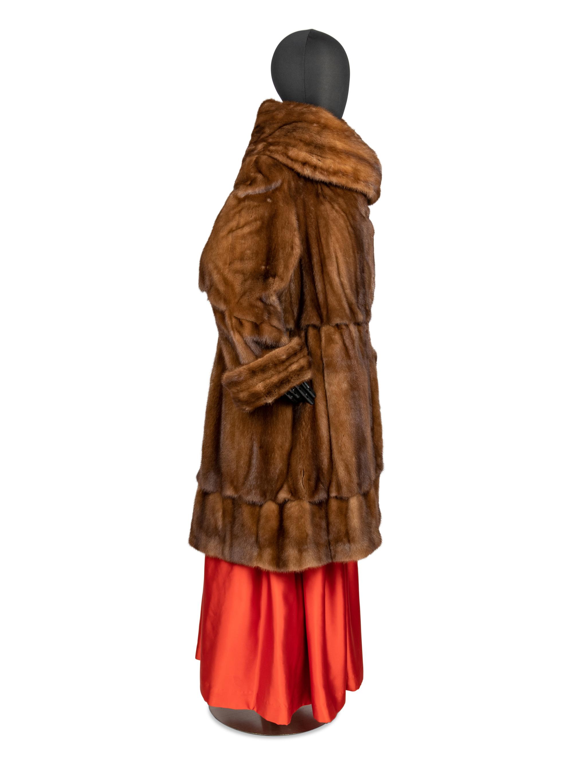 Adolfo Demi Buff Mink Stroller Coat with Cape Collar, 1990s