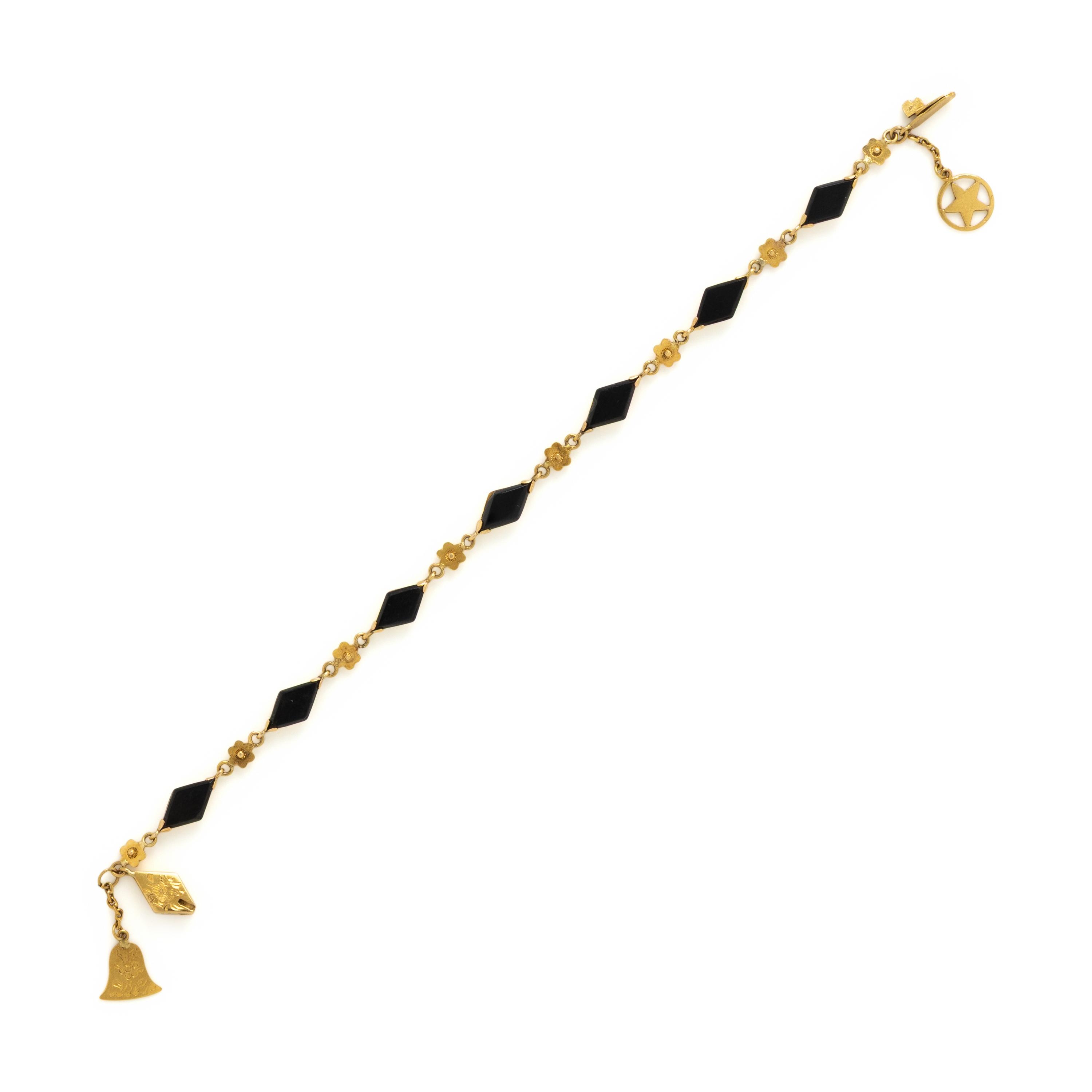 Onyx and Yellow Gold Bracelet