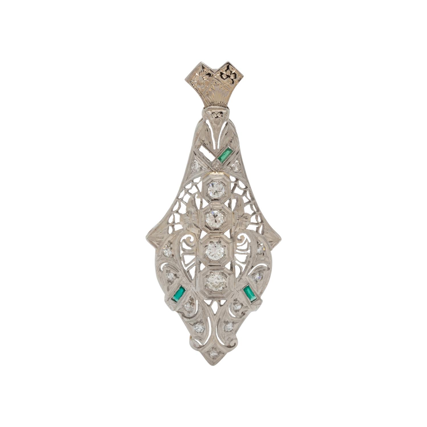 WHITE GOLD AND DIAMOND PENDANT/BROOCH