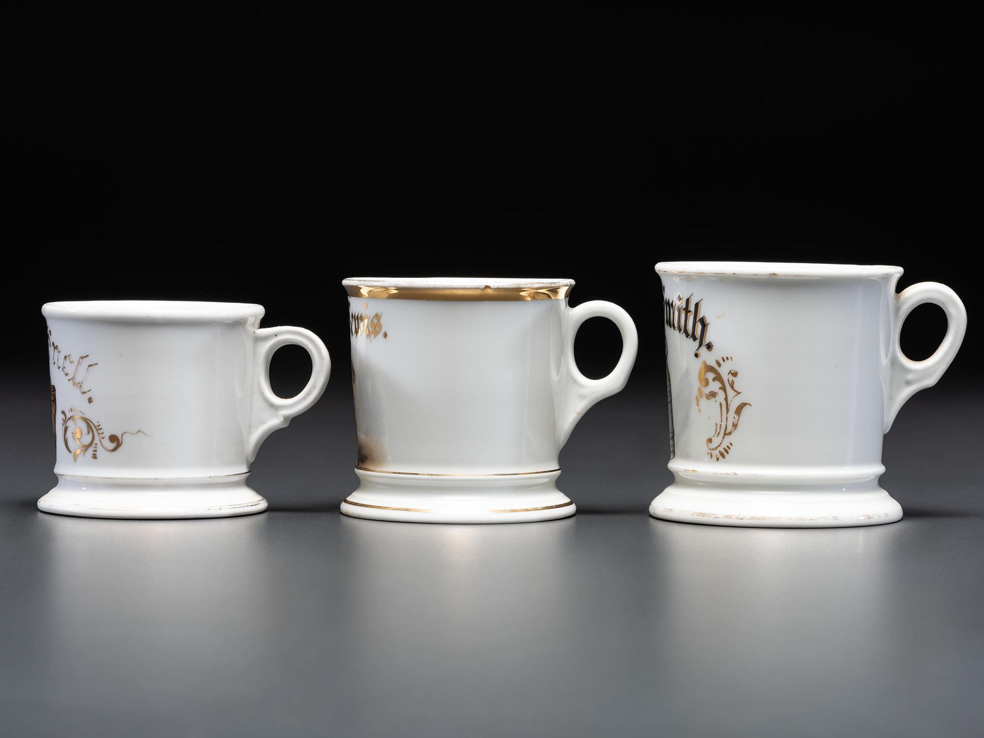 Three Delivery Porcelain Occupational Shaving Mugs