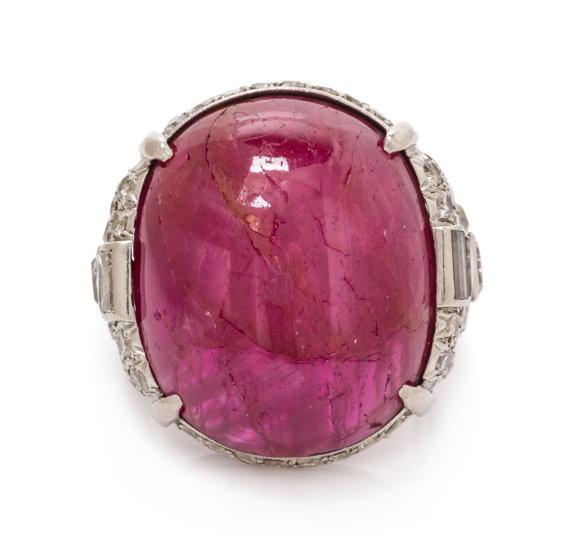 A Platinum, Ruby and Diamond Ring, 9.70 dwts.